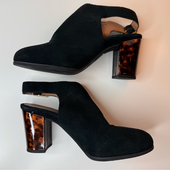 VIONIC Lacey Tortoise Block Heel Sling Back Black Suede Shoes Rubber Sole 9M - Picture 14 of 16